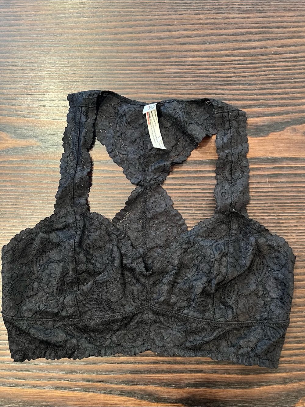 Free People Black Floral Lace Racerback Bralette